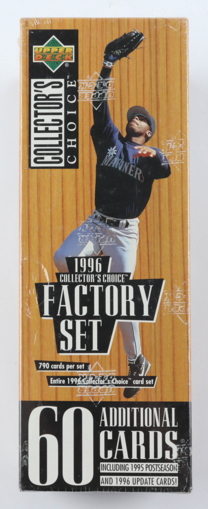 1996 Upper Deck Collector's Choice Baseball Complete Factory Set of (790) Cards with Ken Griffey Jr. #370T, Don Mattingly #368T, Raul Ibanez #431 RC, Cal Ripken #1