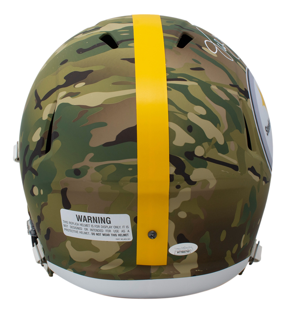 Jack Lambert Signed Steelers Full-Size Camo Alternate Speed Helmet inscribed "HOF 90" (JSA COA) at PristineAuction.com Jack Lambert Signed Steelers Full-Size Camo Alternate Speed Helmet inscribed "HOF 90" (JSA COA) at PristineAuction.com