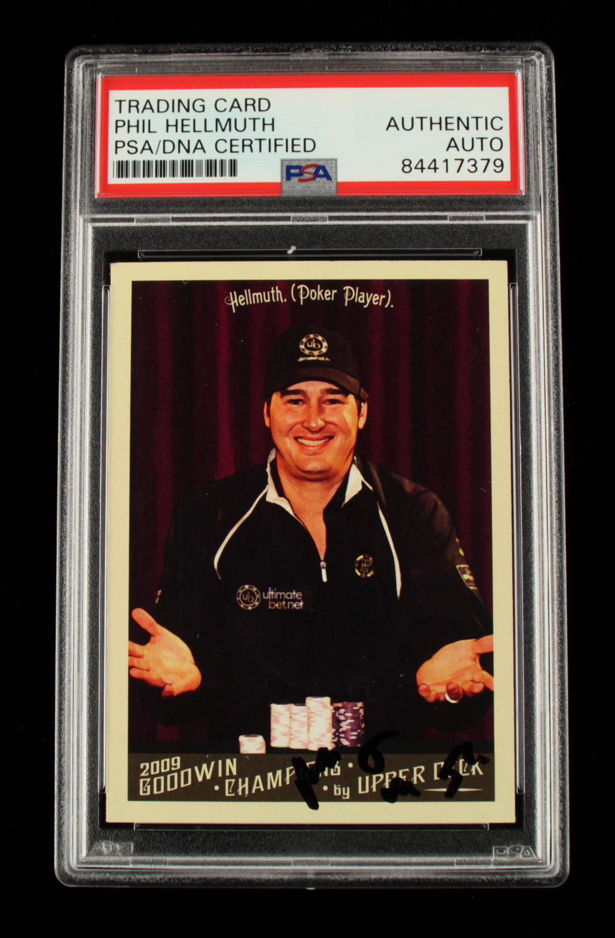 Phil Hellmuth Signed 2009 Upper Deck Goodwin Champions #146 (PSA Encapsulated) at PristineAuction.com Phil Hellmuth Signed 2009 Upper Deck Goodwin Champions #146 (PSA Encapsulated) at PristineAuction.com