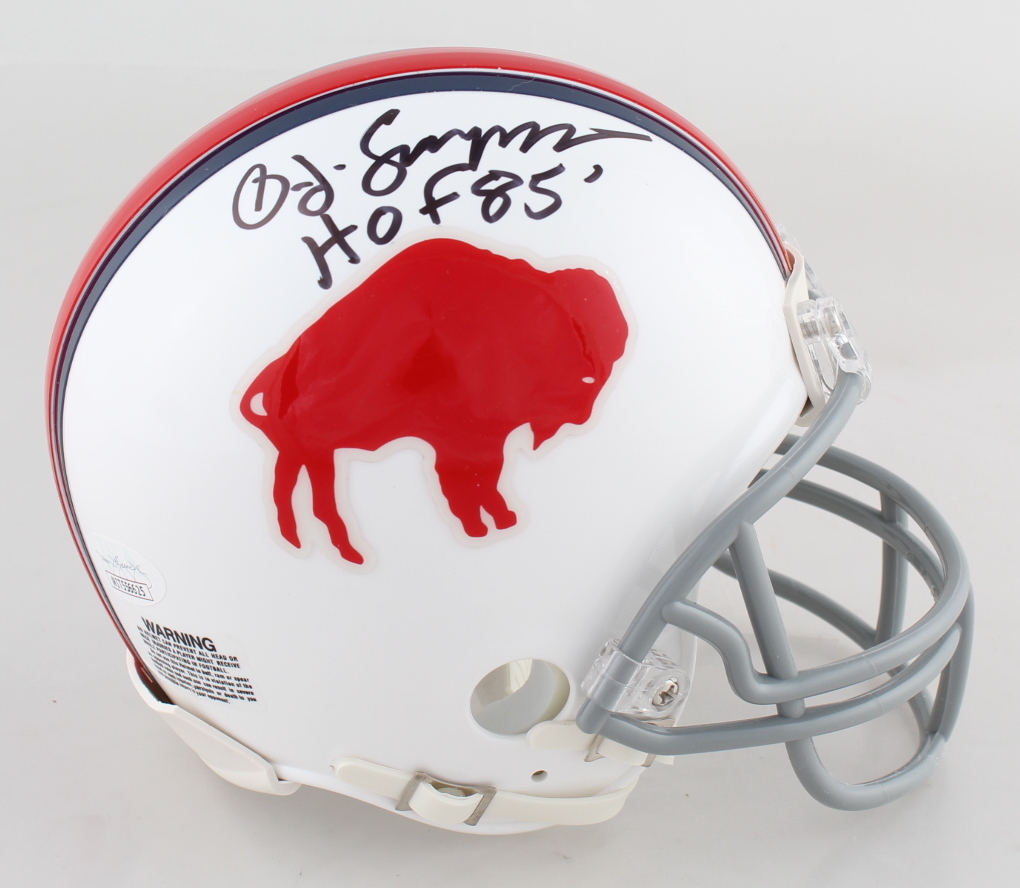 O. J. Simpson Signed Bills Throwback Mini Helmet Inscribed "HOF 85'" (JSA COA) at PristineAuction.com O. J. Simpson Signed Bills Throwback Mini Helmet Inscribed "HOF 85'" (JSA COA) at PristineAuction.com