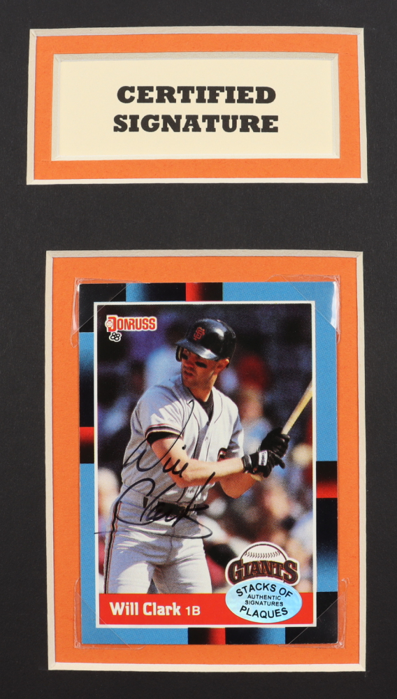 Will Clark Signed Giants 14x18 Custom Matted Baseball Card Display with