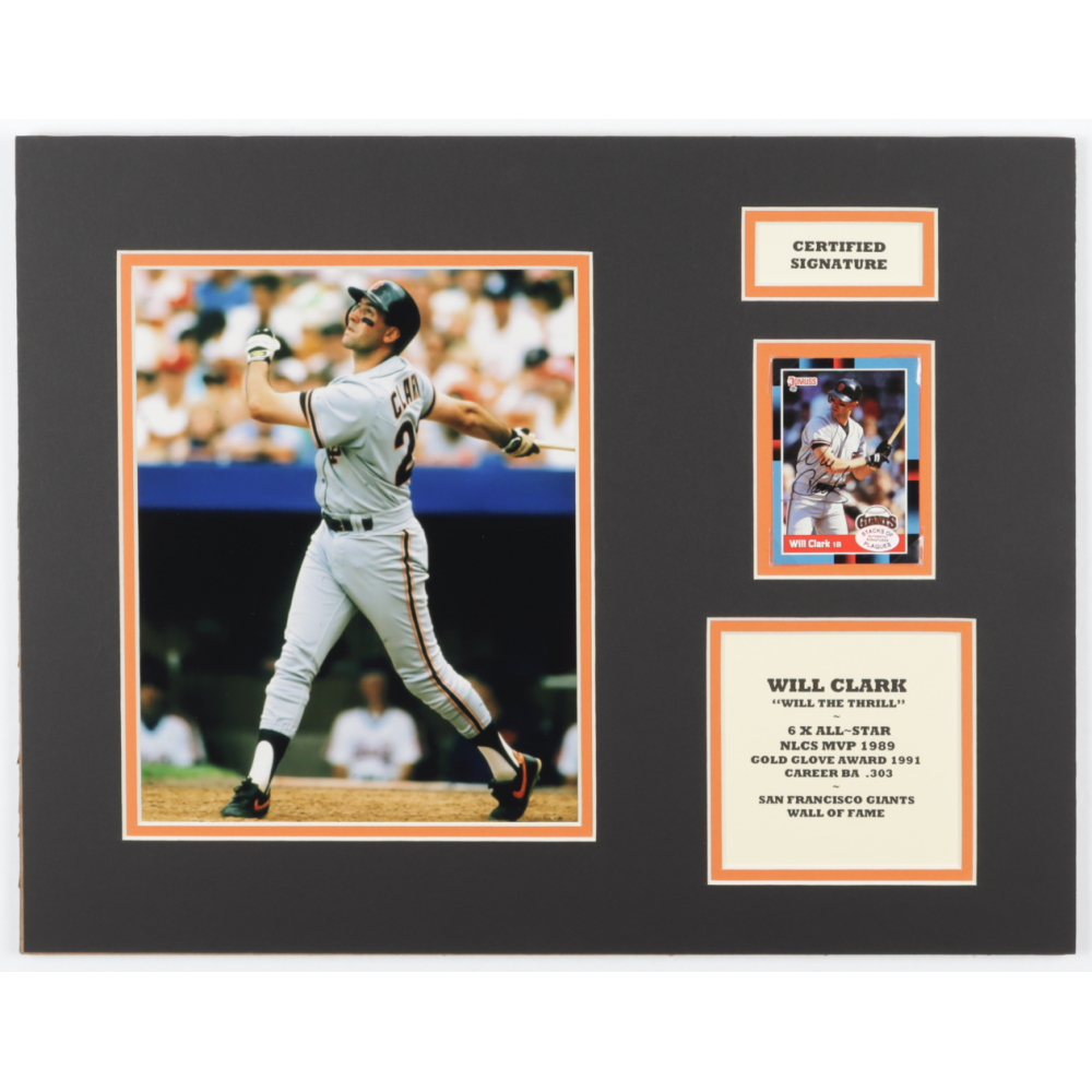 Will Clark Signed Giants 14x18 Custom Matted Baseball Card Display with