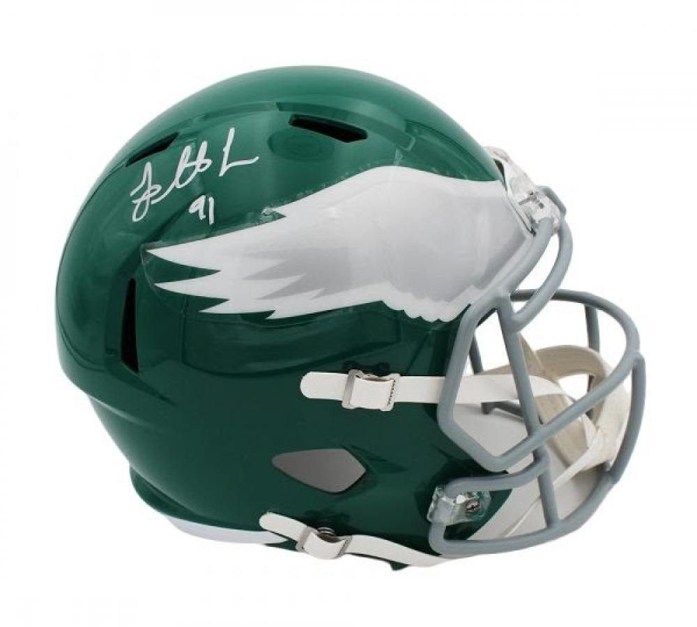 Fletcher Cox Signed Eagles Throwback FullSize Speed Helmet (Radtke COA