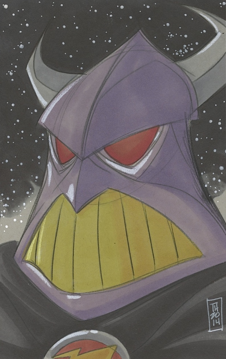 Tom Hodges Signed "Zerg" Toy Story ORIGINAL Color Drawing on Paper 1/1 at PristineAuction.com Tom Hodges Signed "Zerg" Toy Story ORIGINAL Color Drawing on Paper 1/1 at PristineAuction.com