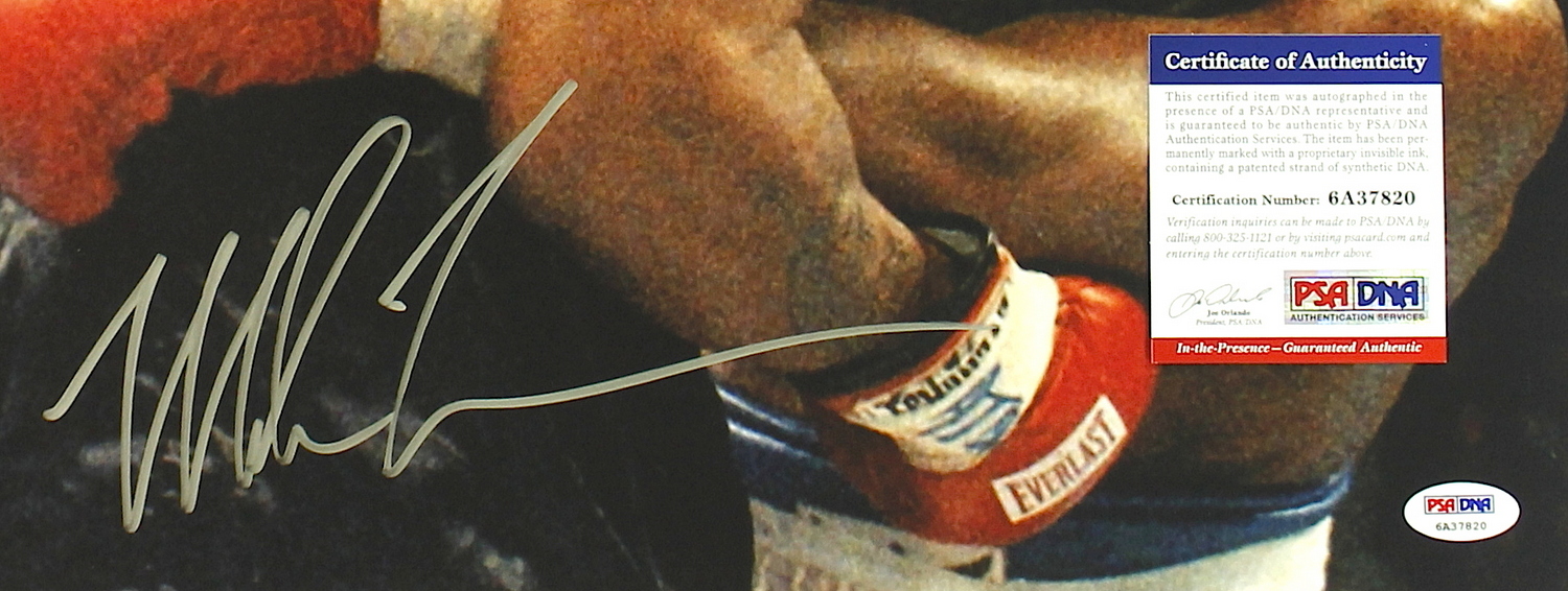 Mike Tyson Signed 16x20 Photo Biting Evander Holyfield's Ear (PSA COA) at PristineAuction.com Mike Tyson Signed 16x20 Photo Biting Evander Holyfield's Ear (PSA COA) at PristineAuction.com