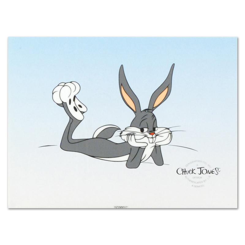"Bugs Bunny Lying Down" Limited Edition 8" x 6" Sericel by Chuck Jones at PristineAuction.com "Bugs Bunny Lying Down" Limited Edition 8" x 6" Sericel by Chuck Jones at PristineAuction.com