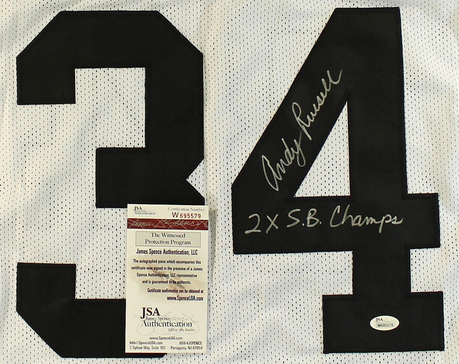 Andy Russell Signed Steelers Jersey Inscribed "2x S.B. Champs" (JSA COA) at PristineAuction.com Andy Russell Signed Steelers Jersey Inscribed "2x S.B. Champs" (JSA COA) at PristineAuction.com