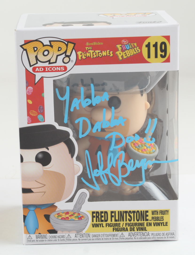 Jeff Bergman Signed "The Flintstones" #119 Fred Flinstone (with Fruity Pebbles) Funko Pop! Vinyl Figure Inscribed "Yabba Dabba Doo!!" (PSA) at PristineAuction.com Jeff Bergman Signed "The Flintstones" #119 Fred Flinstone (with Fruity Pebbles) Funko Pop! Vinyl Figure Inscribed "Yabba Dabba Doo!!" (PSA) at PristineAuction.com