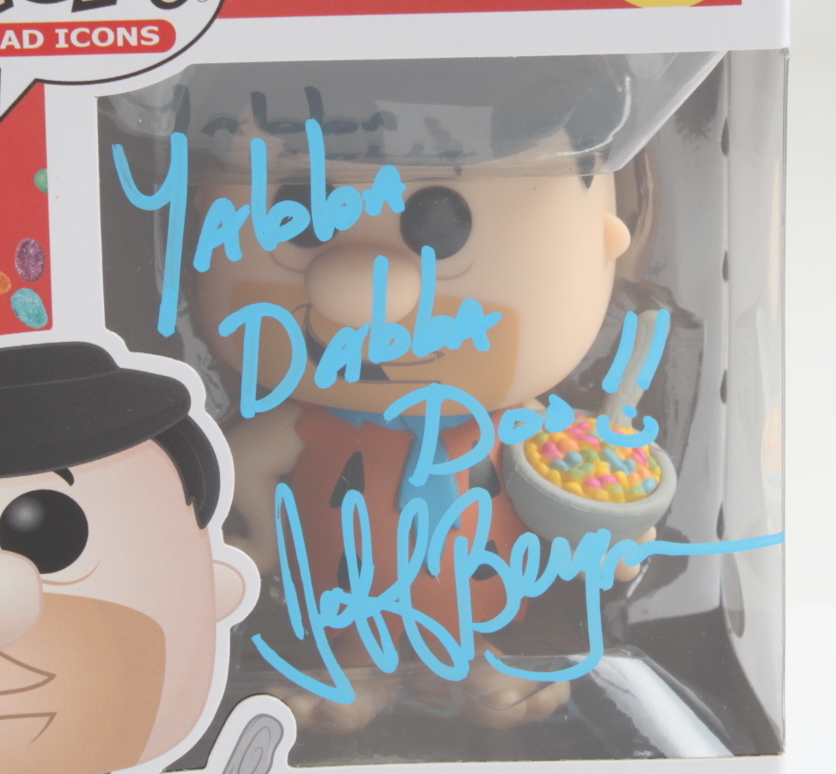 Jeff Bergman Signed "The Flintstones" #119 Fred Flinstone (with Fruity Pebbles) Funko Pop! Vinyl Figure Inscribed "Yabba Dabba Doo!!" (PSA) at PristineAuction.com Jeff Bergman Signed "The Flintstones" #119 Fred Flinstone (with Fruity Pebbles) Funko Pop! Vinyl Figure Inscribed "Yabba Dabba Doo!!" (PSA) at PristineAuction.com