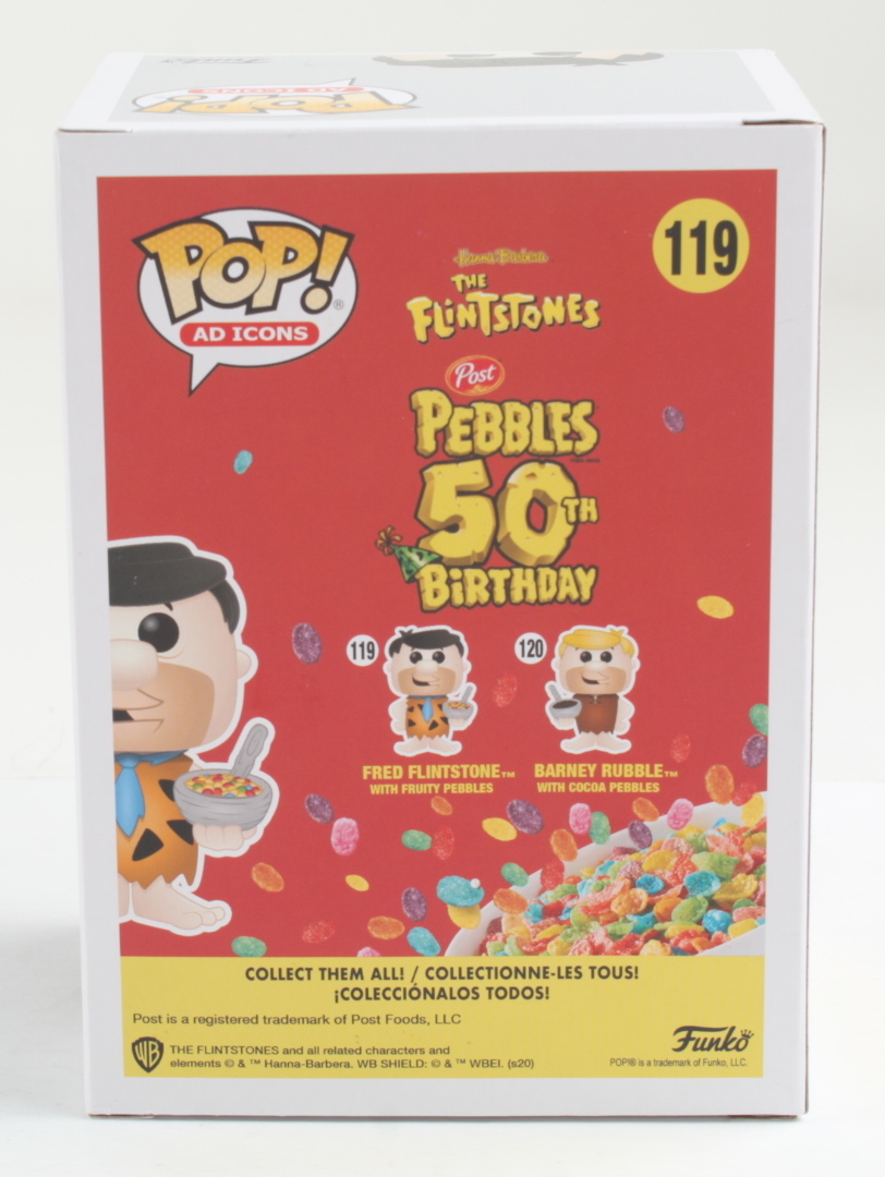 Jeff Bergman Signed "The Flintstones" #119 Fred Flinstone (with Fruity Pebbles) Funko Pop! Vinyl Figure Inscribed "Yabba Dabba Doo!!" (PSA) at PristineAuction.com Jeff Bergman Signed "The Flintstones" #119 Fred Flinstone (with Fruity Pebbles) Funko Pop! Vinyl Figure Inscribed "Yabba Dabba Doo!!" (PSA) at PristineAuction.com