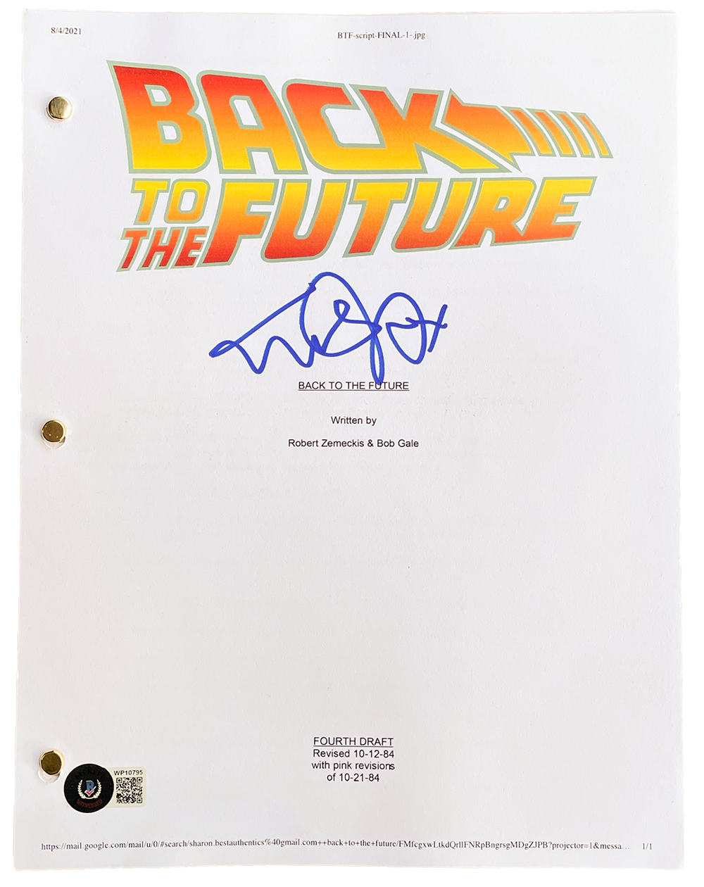 Michael J. Fox Signed "Back to the Future" Movie Script (Beckett COA) at PristineAuction.com Michael J. Fox Signed "Back to the Future" Movie Script (Beckett COA) at PristineAuction.com