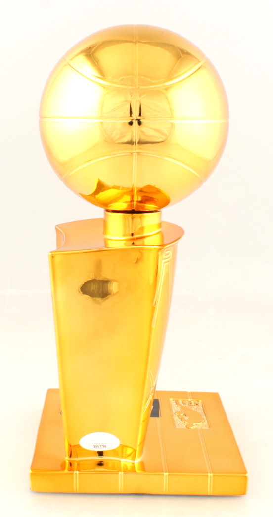 Jrue Holiday Signed Replica Larry O'Brien NBA Finals Trophy (JSA COA) at PristineAuction.com Jrue Holiday Signed Replica Larry O'Brien NBA Finals Trophy (JSA COA) at PristineAuction.com
