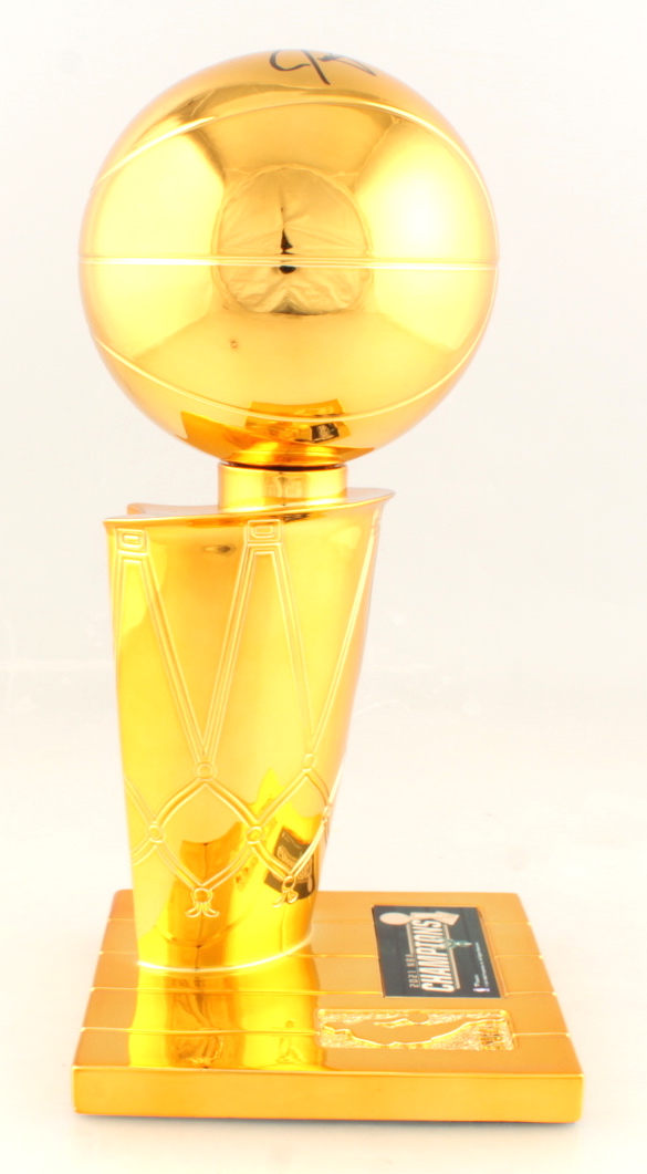 Jrue Holiday Signed Replica Larry O'Brien NBA Finals Trophy (JSA COA) at PristineAuction.com Jrue Holiday Signed Replica Larry O'Brien NBA Finals Trophy (JSA COA) at PristineAuction.com