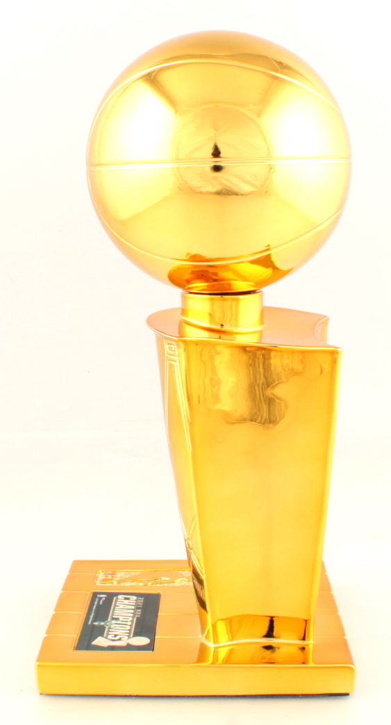 Jrue Holiday Signed Replica Larry O'Brien NBA Finals Trophy (JSA COA) at PristineAuction.com Jrue Holiday Signed Replica Larry O'Brien NBA Finals Trophy (JSA COA) at PristineAuction.com