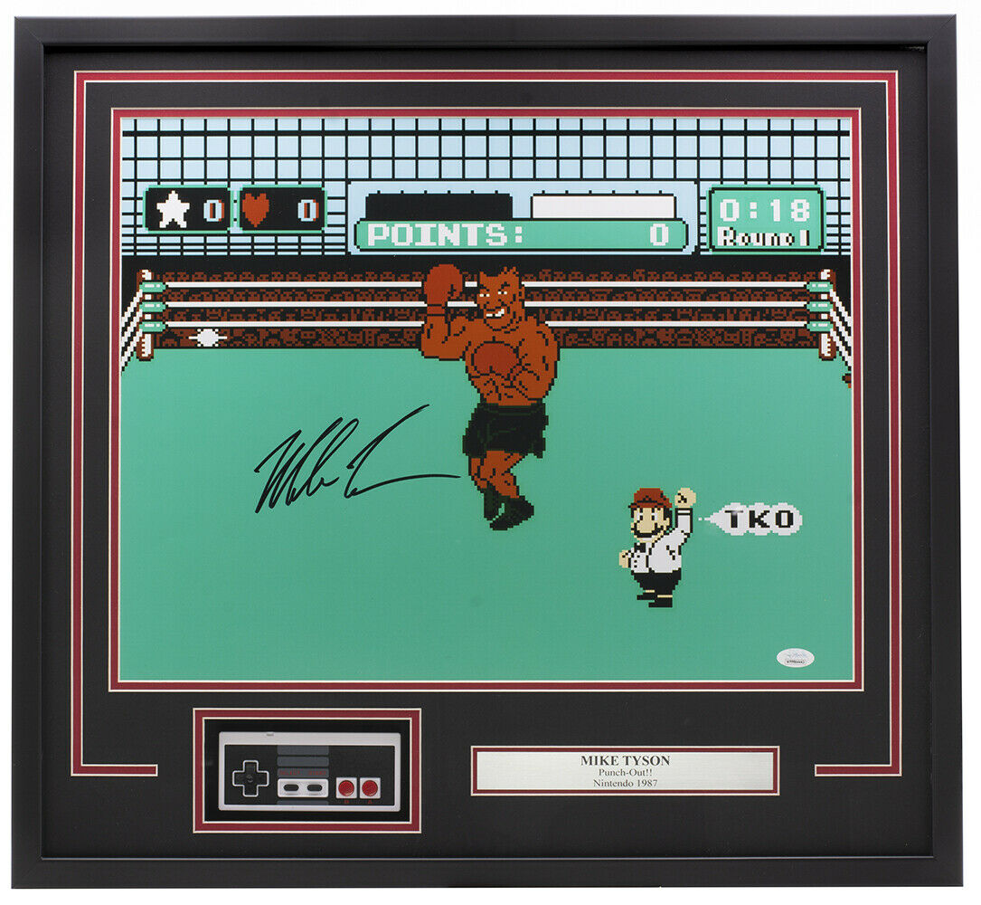 Mike Tyson Signed "Punch-Out!!" 24x26 Custom Framed Photo Display with Replica Controller (JSA COA) at PristineAuction.com Mike Tyson Signed "Punch-Out!!" 24x26 Custom Framed Photo Display with Replica Controller (JSA COA) at PristineAuction.com