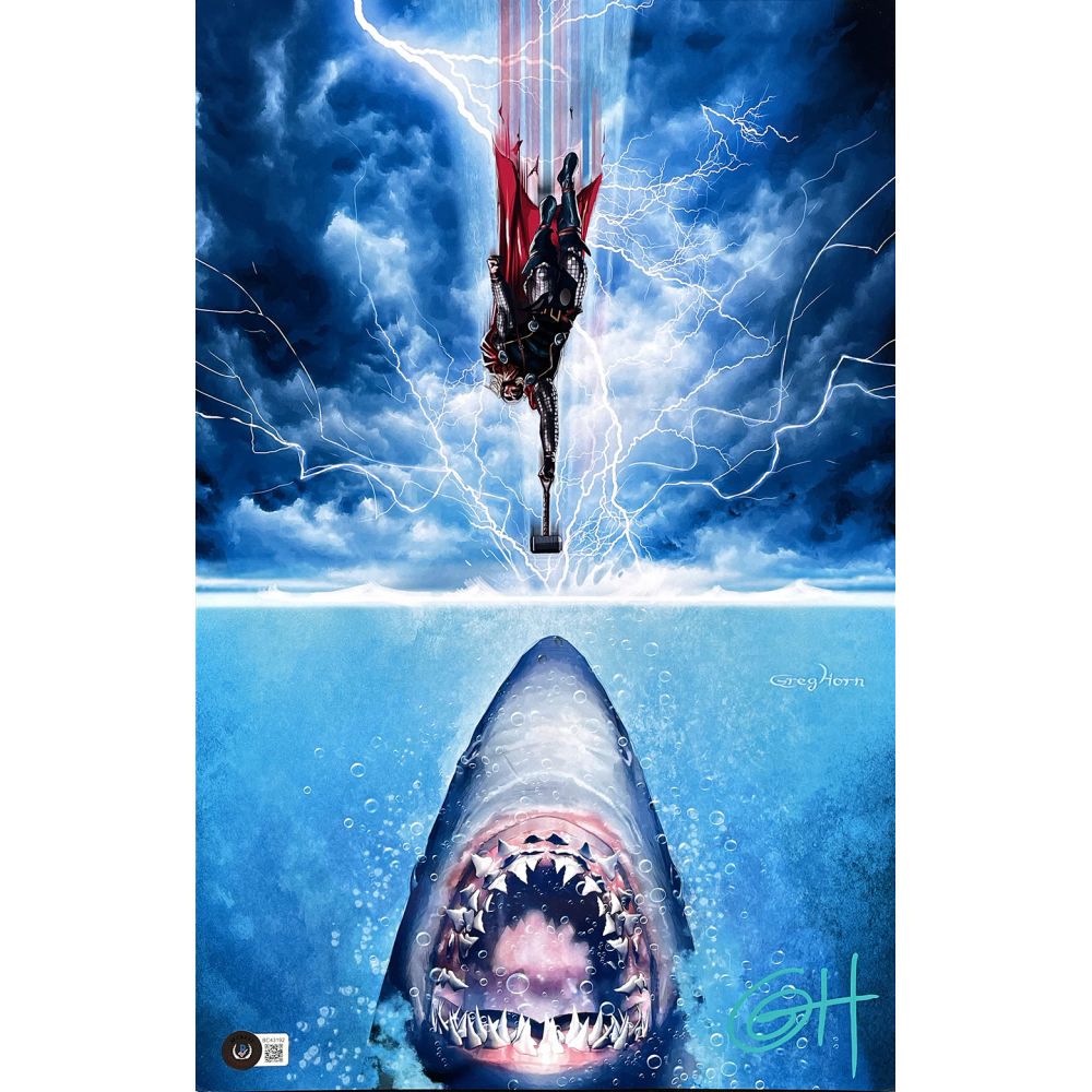 Greg Horn Signed "Thor vs. Jaws" 11x17 Photo (Beckett) Pristine Auction