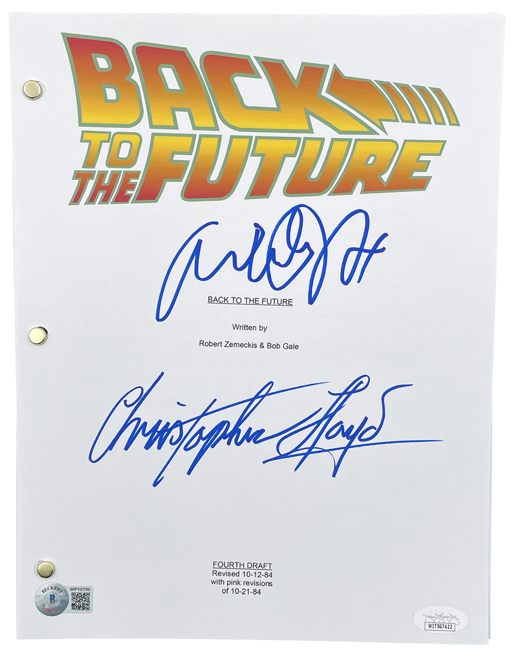 Michael J. Fox & Christopher Lloyd Signed "Back to the Future" Movie Script (JSA & Beckett) at PristineAuction.com Michael J. Fox & Christopher Lloyd Signed "Back to the Future" Movie Script (JSA & Beckett) at PristineAuction.com