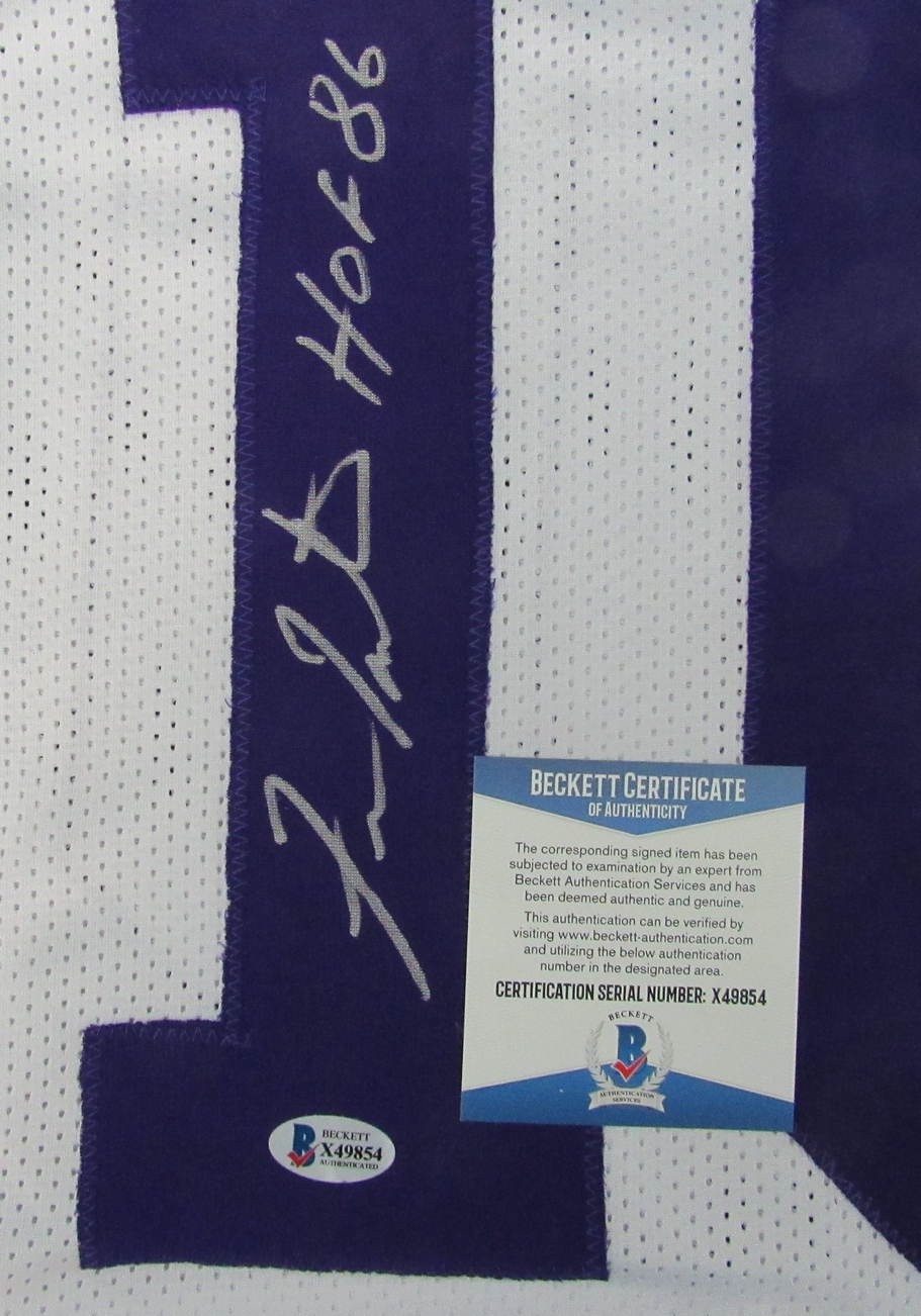 Fran Tarkenton Signed Jersey Inscribed "HOF 86" (Beckett) at PristineAuction.com Fran Tarkenton Signed Jersey Inscribed "HOF 86" (Beckett) at PristineAuction.com