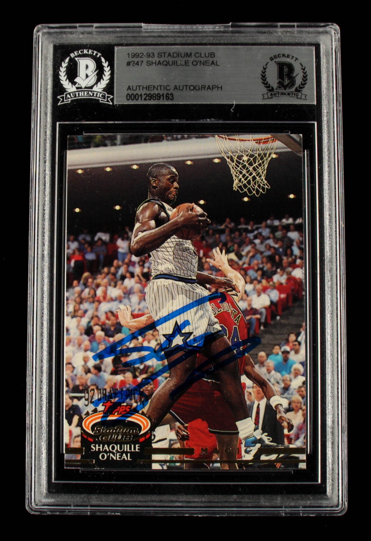 Shaquille O'Neal Signed 1992-93 Stadium Club #247 RC (BGS Encapsulated) at PristineAuction.com Shaquille O'Neal Signed 1992-93 Stadium Club #247 RC (BGS Encapsulated) at PristineAuction.com