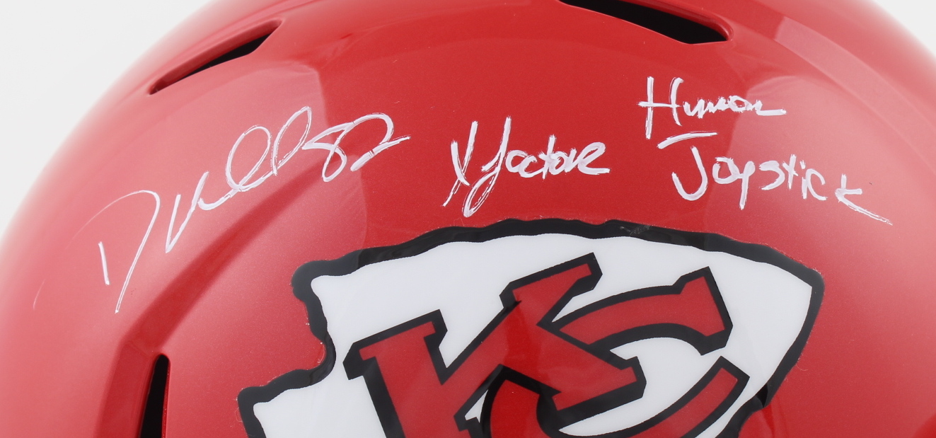 Dante Hall Signed Chiefs Full-Size Speed Helmet Inscribed "X Factor" & "Human Joystick" (PSA COA) at PristineAuction.com Dante Hall Signed Chiefs Full-Size Speed Helmet Inscribed "X Factor" & "Human Joystick" (PSA COA) at PristineAuction.com