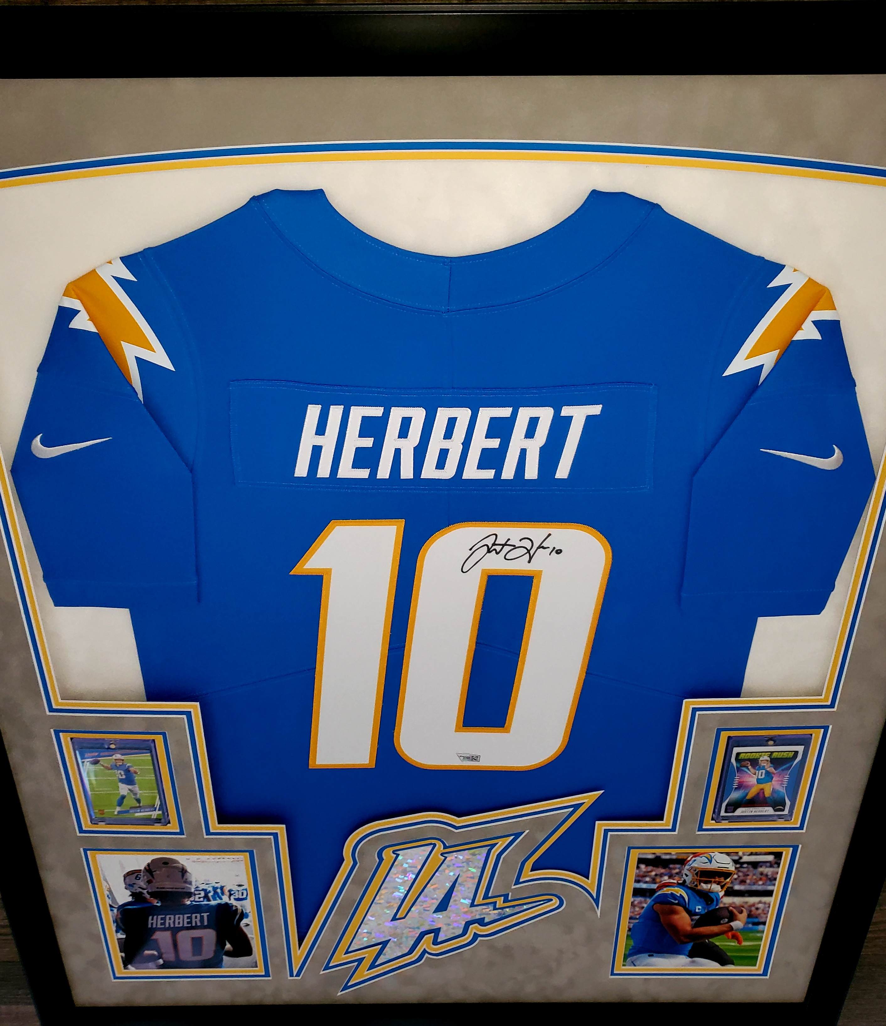 Justin Herbert Signed Chargers 35x43 Custom Framed LED-Backlit Jersey Display (Fanatics) at PristineAuction.com Justin Herbert Signed Chargers 35x43 Custom Framed LED-Backlit Jersey Display (Fanatics) at PristineAuction.com