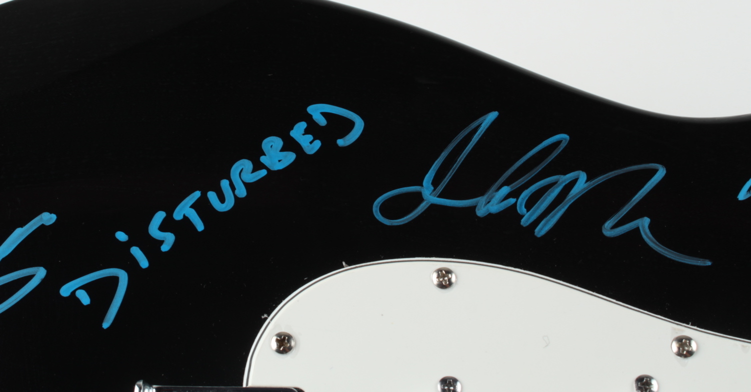 "Disturbed " 40" Full-Size Electric Guitar Signed by (4) with David Draiman, Dan Donegan, John Moyer & Mike Wengren Inscribed "DISTURBED" (AutographCOA Hologram) at PristineAuction.com "Disturbed " 40" Full-Size Electric Guitar Signed by (4) with David Draiman, Dan Donegan, John Moyer & Mike Wengren Inscribed "DISTURBED" (AutographCOA Hologram) at PristineAuction.com