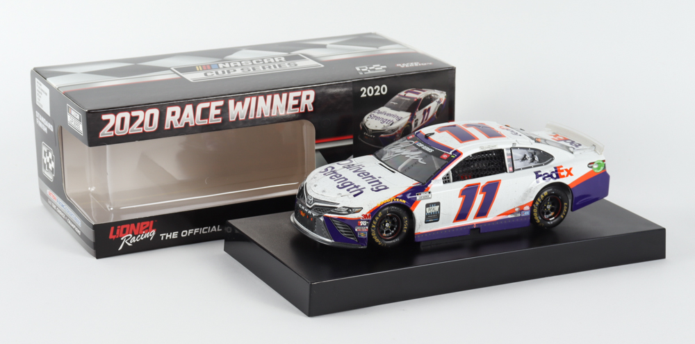 Denny Hamlin Signed 2020 NASCAR #11 FedEx Delivering Strength - Darlington Win - Raced Version - 1:24 Premium Action Diecast Car (PA) at PristineAuction.com Denny Hamlin Signed 2020 NASCAR #11 FedEx Delivering Strength - Darlington Win - Raced Version - 1:24 Premium Action Diecast Car (PA) at PristineAuction.com