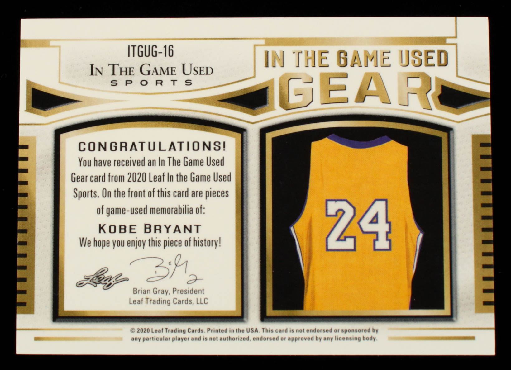 Kobe Bryant 2020 ITG Used Sports Used Gear Navy Blue #ITGUG16 #3/35 at PristineAuction.com Kobe Bryant 2020 ITG Used Sports Used Gear Navy Blue #ITGUG16 #3/35 at PristineAuction.com