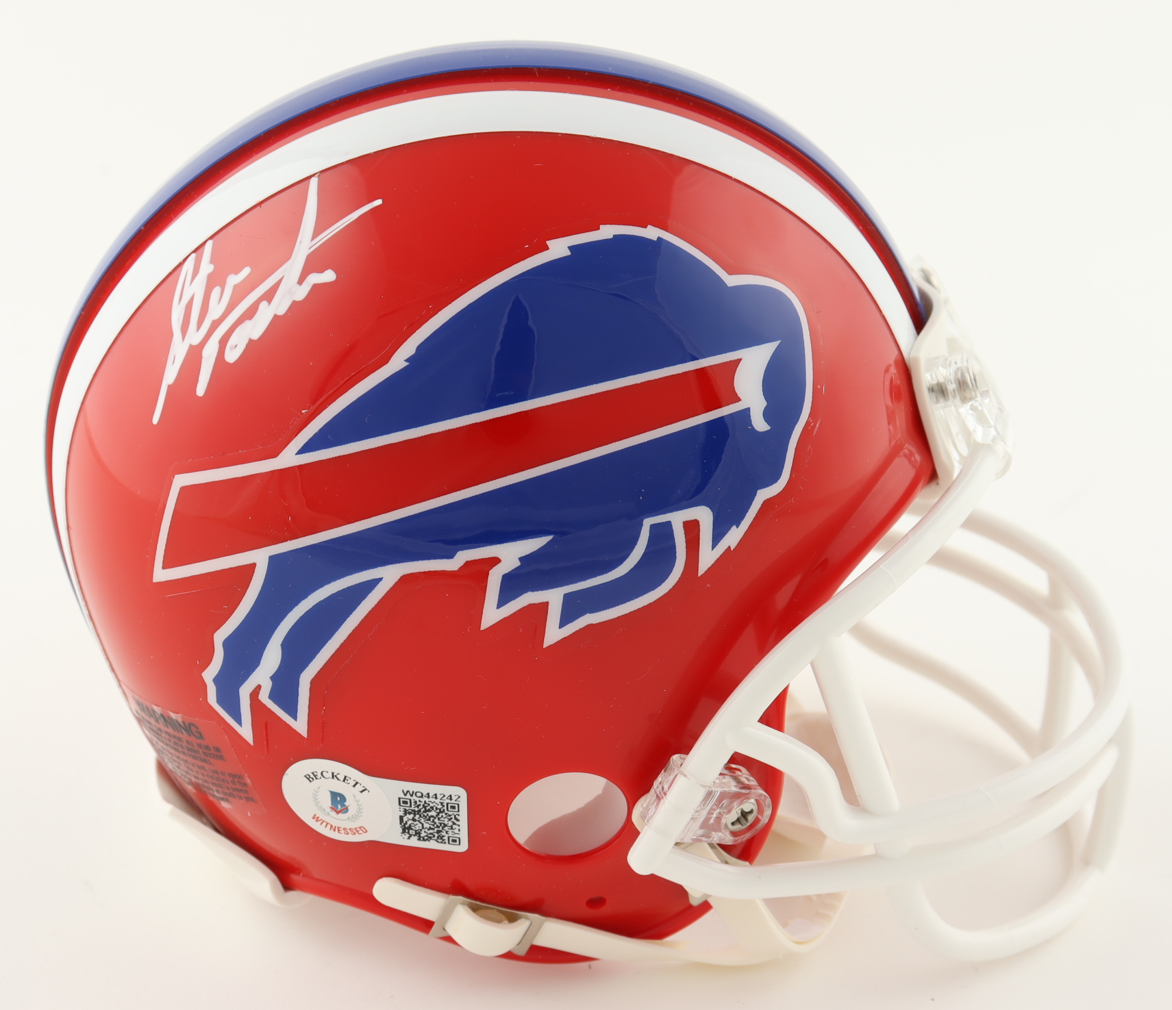 Steve Tasker Signed Bills Throwback Mini Helmet (Beckett) at PristineAuction.com Steve Tasker Signed Bills Throwback Mini Helmet (Beckett) at PristineAuction.com
