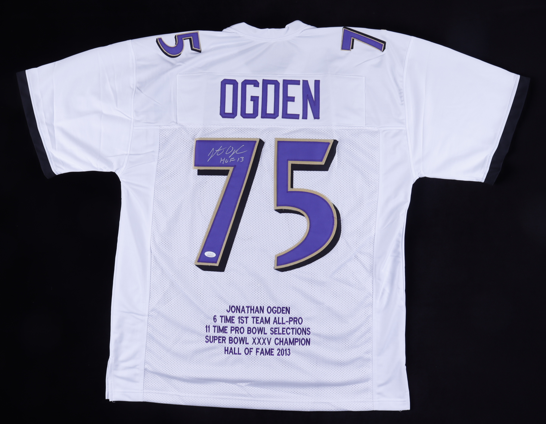 Jonathan Ogden Signed Career Highlight Stat Jersey (JSA COA) at PristineAuction.com Jonathan Ogden Signed Career Highlight Stat Jersey (JSA COA) at PristineAuction.com