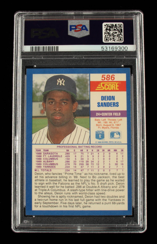 Deion Sanders 1990 Score 586 (PSA 8) Pristine Auction