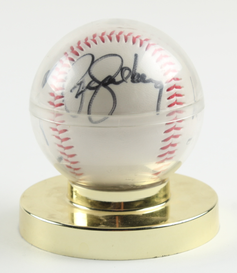 Denver Zephyrs Logo Baseball Signed by (5) with Goose Gossage, Billy Williams, Steve Garvey, Ryne Sandberg with Display Case (JSA COA) at PristineAuction.com Denver Zephyrs Logo Baseball Signed by (5) with Goose Gossage, Billy Williams, Steve Garvey, Ryne Sandberg with Display Case (JSA COA) at PristineAuction.com