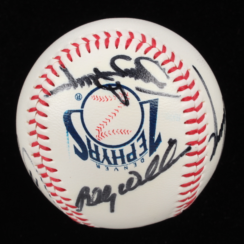 Denver Zephyrs Logo Baseball Signed by (5) with Goose Gossage, Billy Williams, Steve Garvey, Ryne Sandberg with Display Case (JSA COA) at PristineAuction.com Denver Zephyrs Logo Baseball Signed by (5) with Goose Gossage, Billy Williams, Steve Garvey, Ryne Sandberg with Display Case (JSA COA) at PristineAuction.com