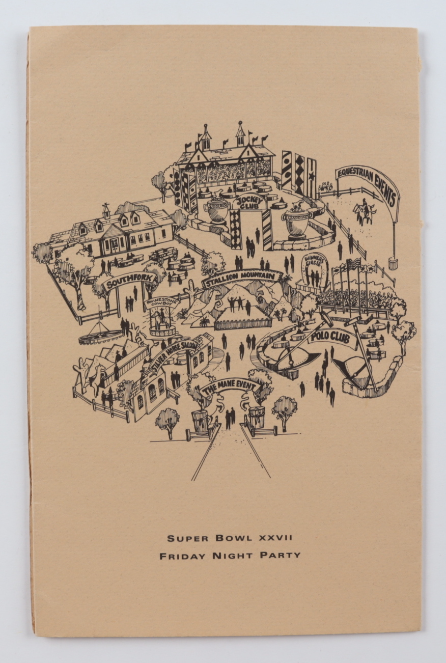 Roger Staubach, Pete Rozelle & Jack Buck Signed 1993 Super Bowl XXVII Friday Night Party Program (JSA COA) at PristineAuction.com Roger Staubach, Pete Rozelle & Jack Buck Signed 1993 Super Bowl XXVII Friday Night Party Program (JSA COA) at PristineAuction.com