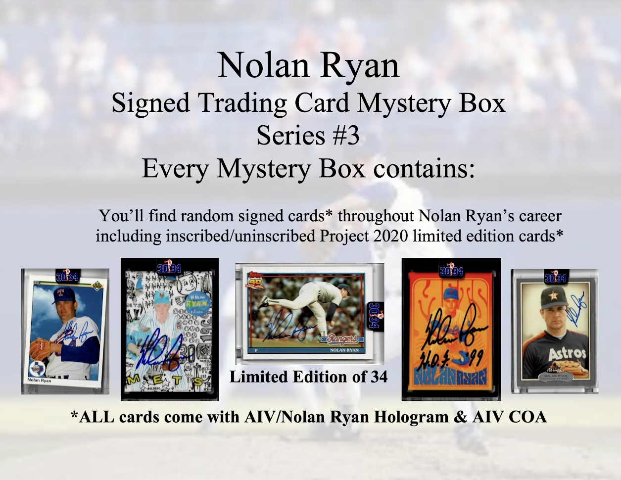 Nolan Ryan Signed Trading Card Mystery Box - Series 3 at PristineAuction.com Nolan Ryan Signed Trading Card Mystery Box - Series 3 at PristineAuction.com