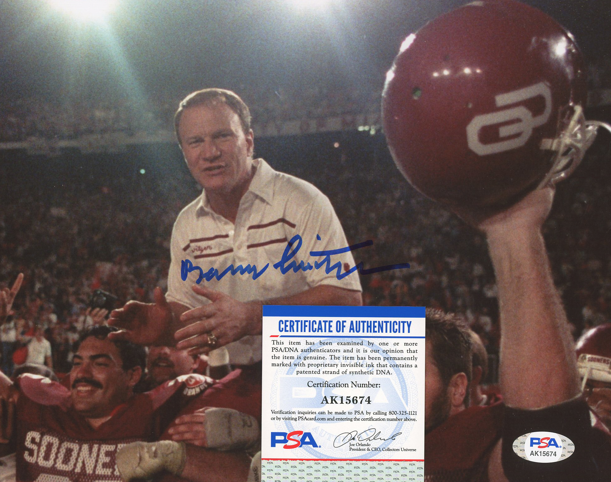 Barry Switzer Signed Oklahoma Sooners 8x10 Photo (PSA) at PristineAuction.com Barry Switzer Signed Oklahoma Sooners 8x10 Photo (PSA) at PristineAuction.com