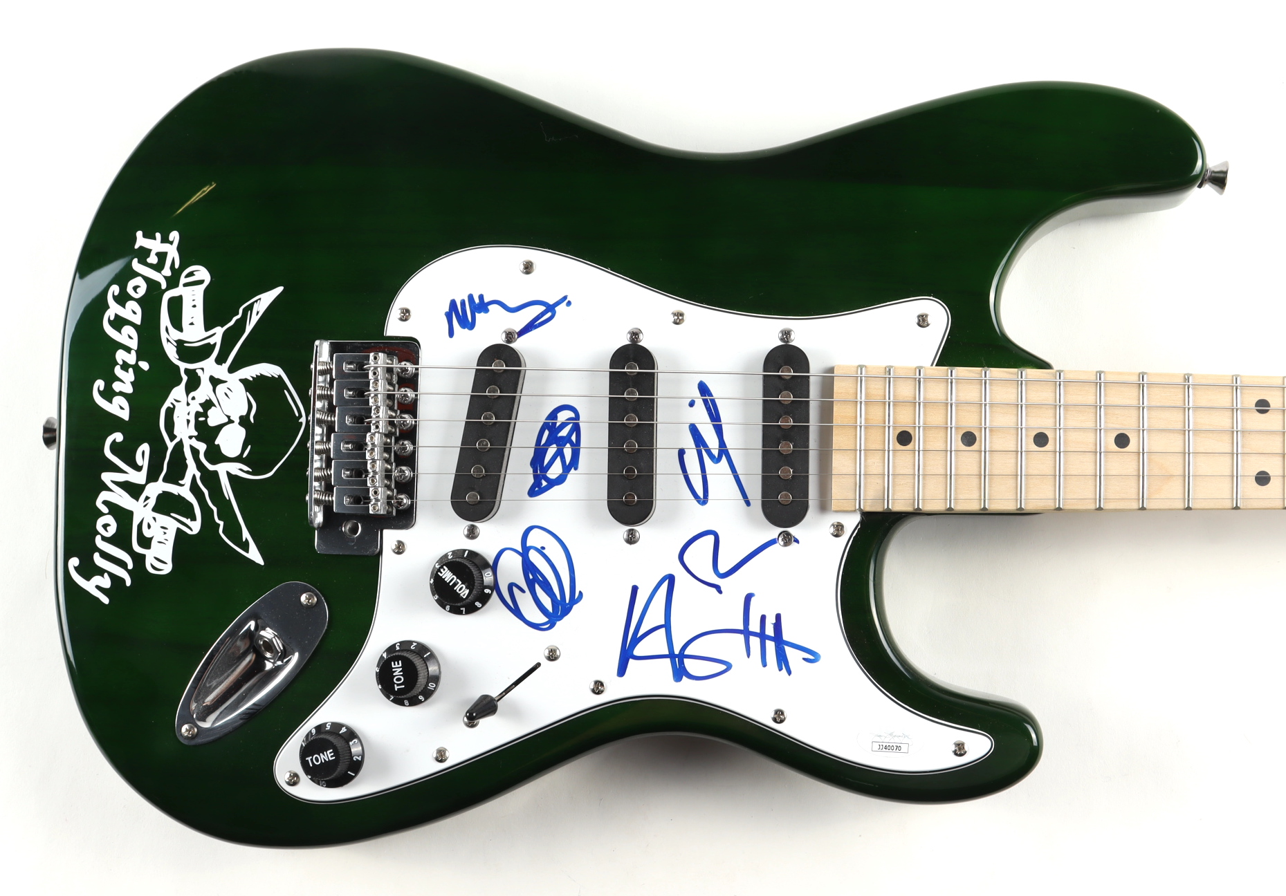 "Flogging Molly" 40" Full-Size Electric Guitar Signed by (6) with Dave King, Bridget Regan, Dennis Casey, Matt Hensley (AutographCOA Hologram) at PristineAuction.com "Flogging Molly" 40" Full-Size Electric Guitar Signed by (6) with Dave King, Bridget Regan, Dennis Casey, Matt Hensley (AutographCOA Hologram) at PristineAuction.com