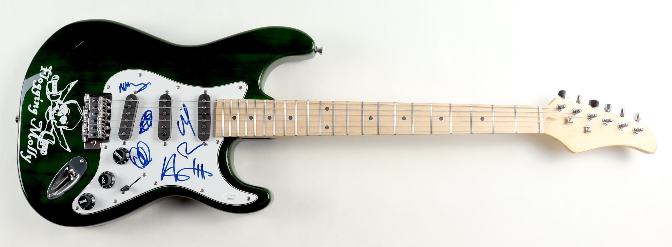 "Flogging Molly" 40" Full-Size Electric Guitar Signed by (6) with Dave King, Bridget Regan, Dennis Casey, Matt Hensley (AutographCOA Hologram) at PristineAuction.com "Flogging Molly" 40" Full-Size Electric Guitar Signed by (6) with Dave King, Bridget Regan, Dennis Casey, Matt Hensley (AutographCOA Hologram) at PristineAuction.com