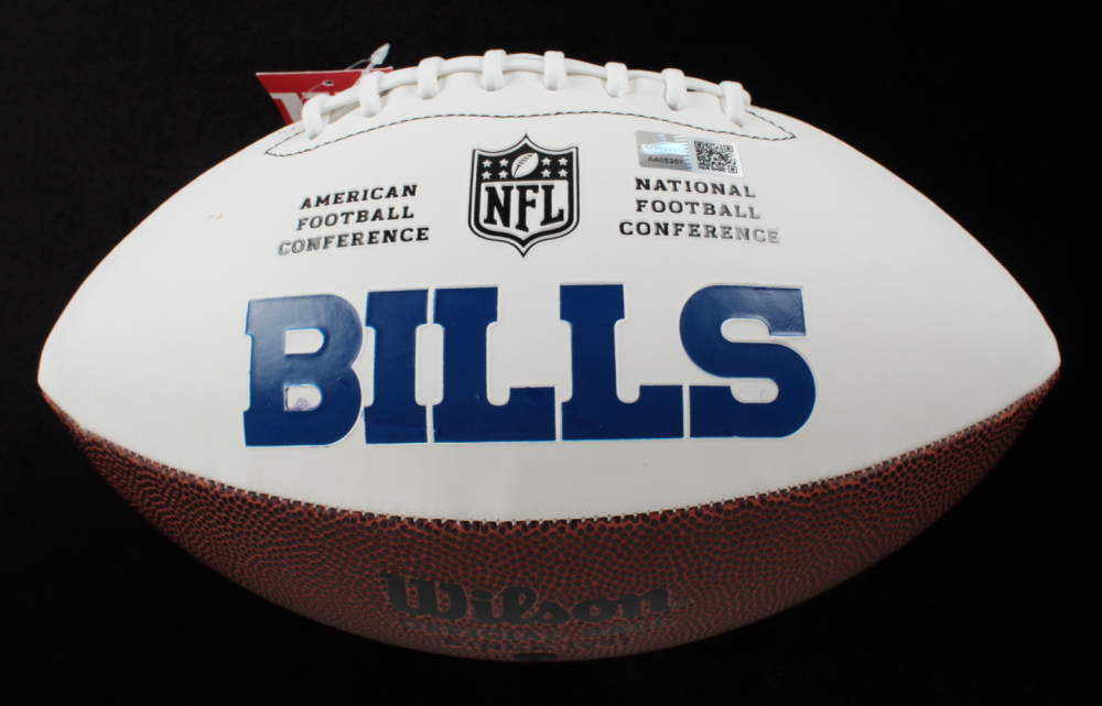 Carlos Basham Signed Bills Logo Football Inscribed "Let's Go Buffalo!" (Total Sports Enterprises