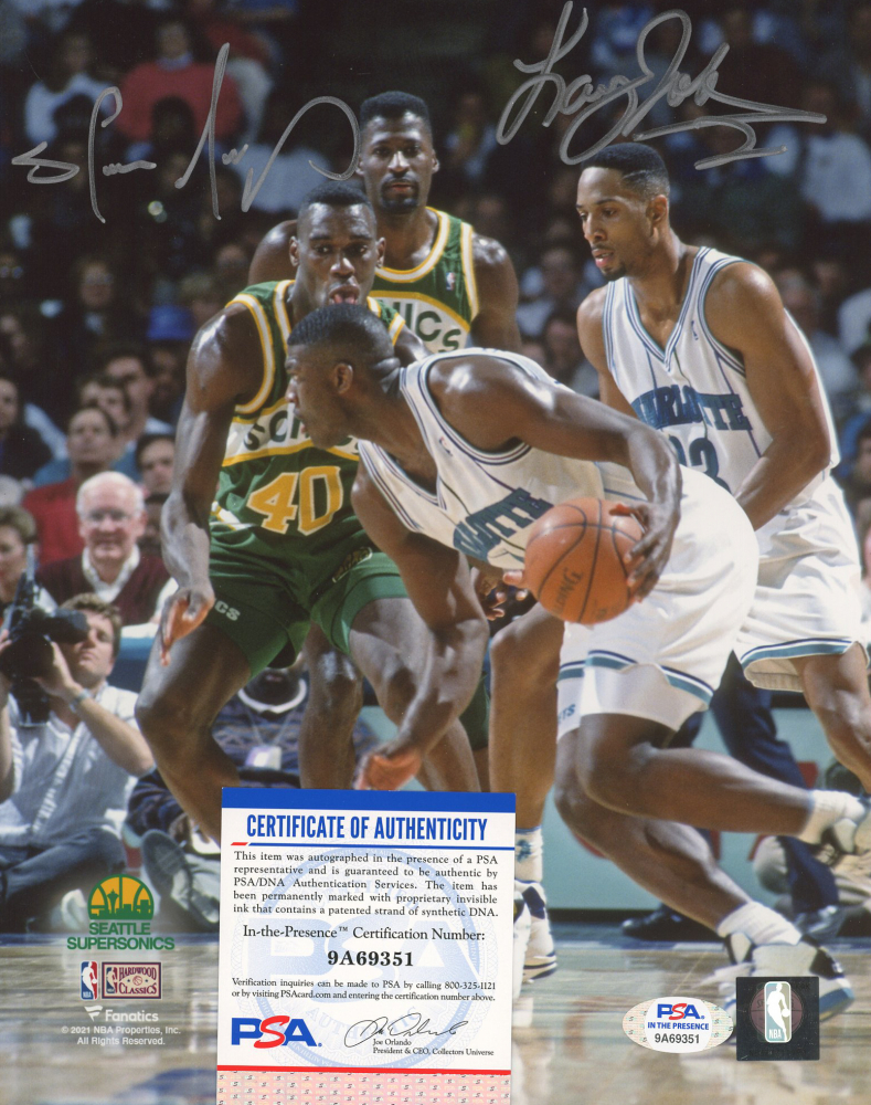 Larry Johnson & Shawn Kemp Signed 8x10 Photo (PSA COA) Pristine Auction