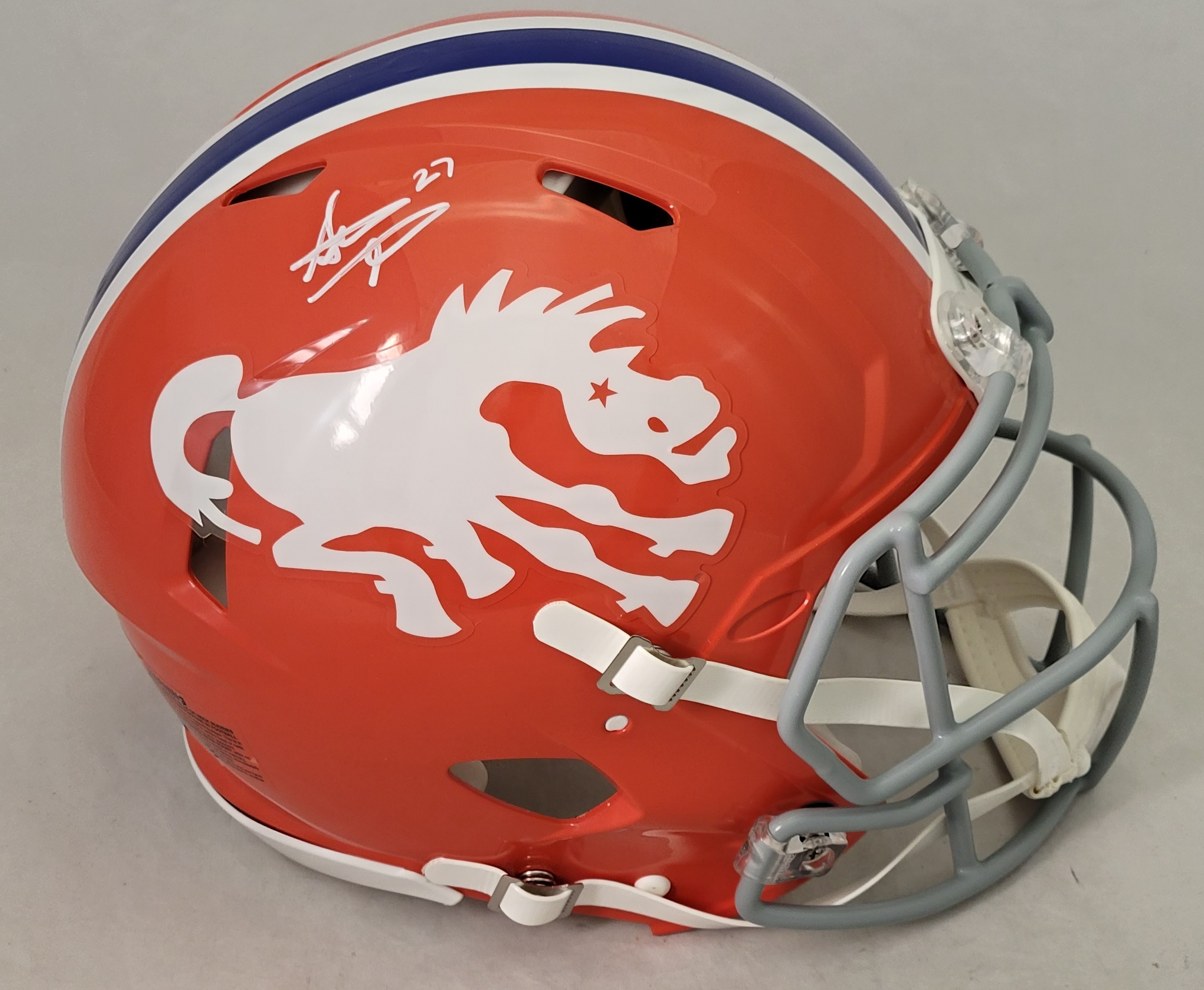 Steve Atwater Signed Broncos Full-Size Authentic On-Field Throwback Speed Helmet (Beckett) at PristineAuction.com Steve Atwater Signed Broncos Full-Size Authentic On-Field Throwback Speed Helmet (Beckett) at PristineAuction.com