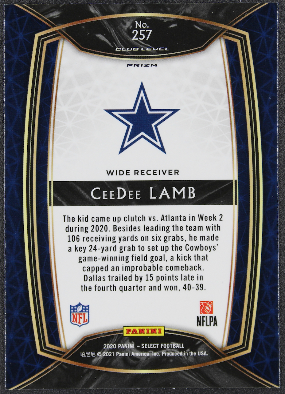 CeeDee Lamb 2020 Select Prizm Silver #257 RC at PristineAuction.com CeeDee Lamb 2020 Select Prizm Silver #257 RC at PristineAuction.com