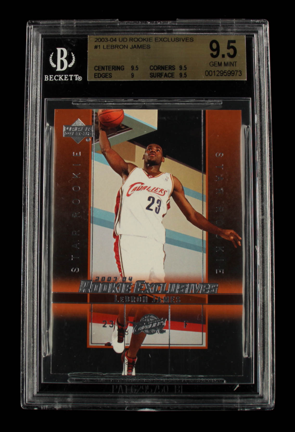 LeBron James 2003-04 Upper Deck Rookie Exclusives #1 RC (BGS 9.5) at PristineAuction.com LeBron James 2003-04 Upper Deck Rookie Exclusives #1 RC (BGS 9.5) at PristineAuction.com