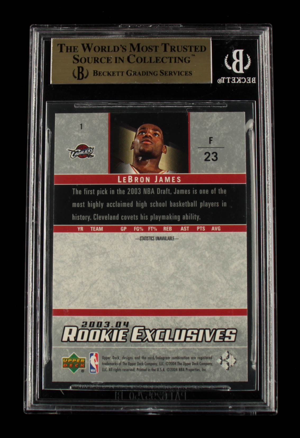 LeBron James 2003-04 Upper Deck Rookie Exclusives #1 RC (BGS 9.5) at PristineAuction.com LeBron James 2003-04 Upper Deck Rookie Exclusives #1 RC (BGS 9.5) at PristineAuction.com
