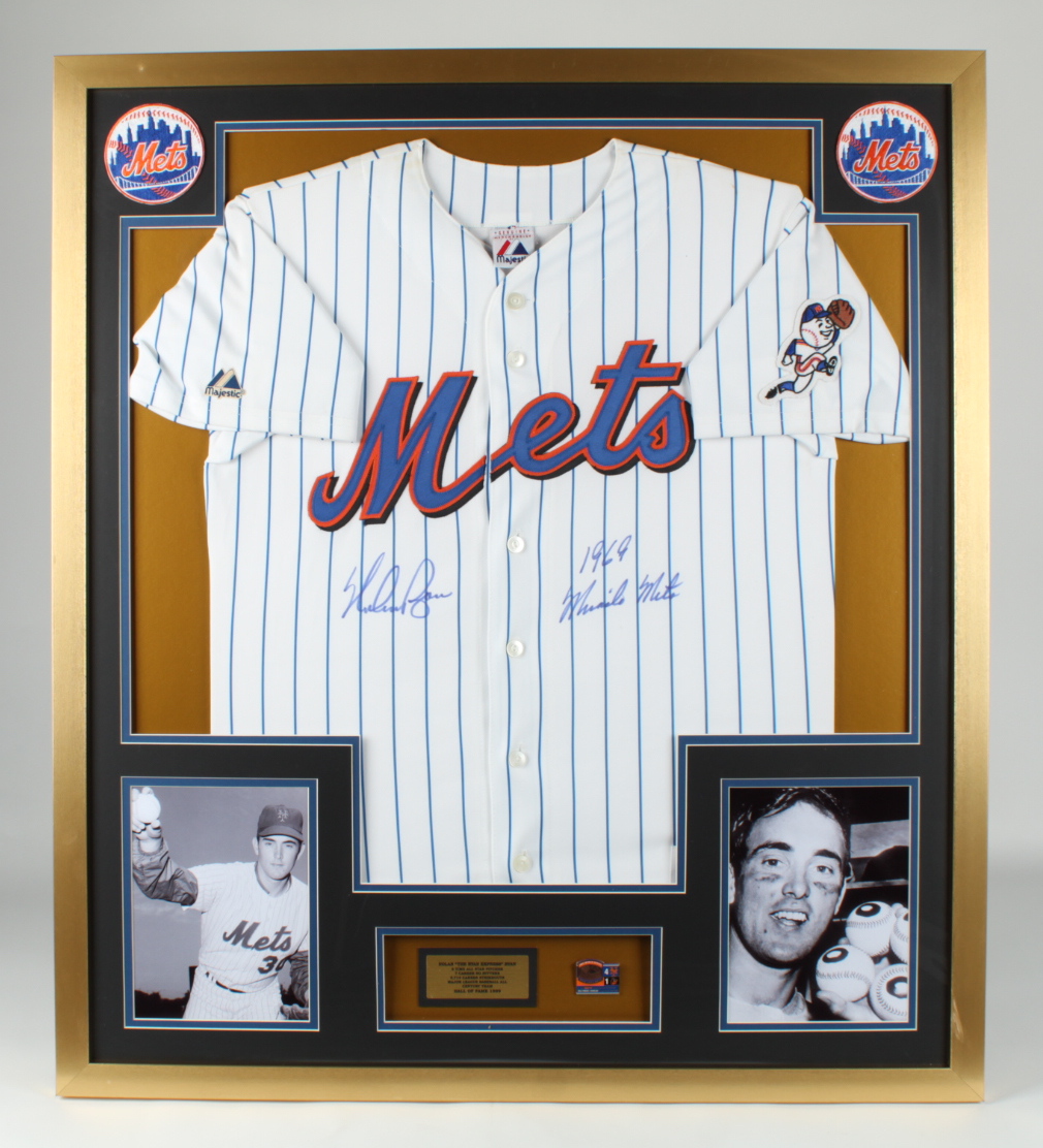 Nolan Ryan Signed Mets 32x36 Custom Framed Jersey Display Inscribed "1969 Miracle Mets" with 1969 World Series Pin (PSA COA) at PristineAuction.com Nolan Ryan Signed Mets 32x36 Custom Framed Jersey Display Inscribed "1969 Miracle Mets" with 1969 World Series Pin (PSA COA) at PristineAuction.com