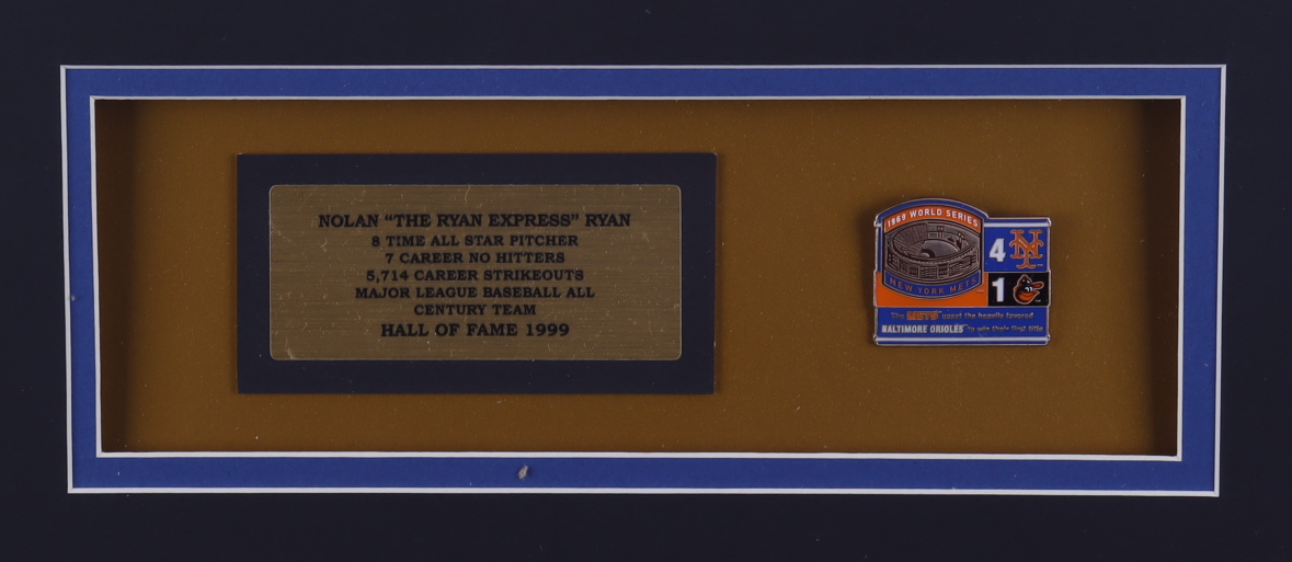 Nolan Ryan Signed Mets 32x36 Custom Framed Jersey Display Inscribed "1969 Miracle Mets" with 1969 World Series Pin (PSA COA) at PristineAuction.com Nolan Ryan Signed Mets 32x36 Custom Framed Jersey Display Inscribed "1969 Miracle Mets" with 1969 World Series Pin (PSA COA) at PristineAuction.com