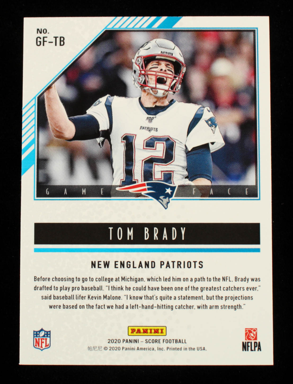 Tom Brady 2020 Score Game Face #2 at PristineAuction.com Tom Brady 2020 Score Game Face #2 at PristineAuction.com