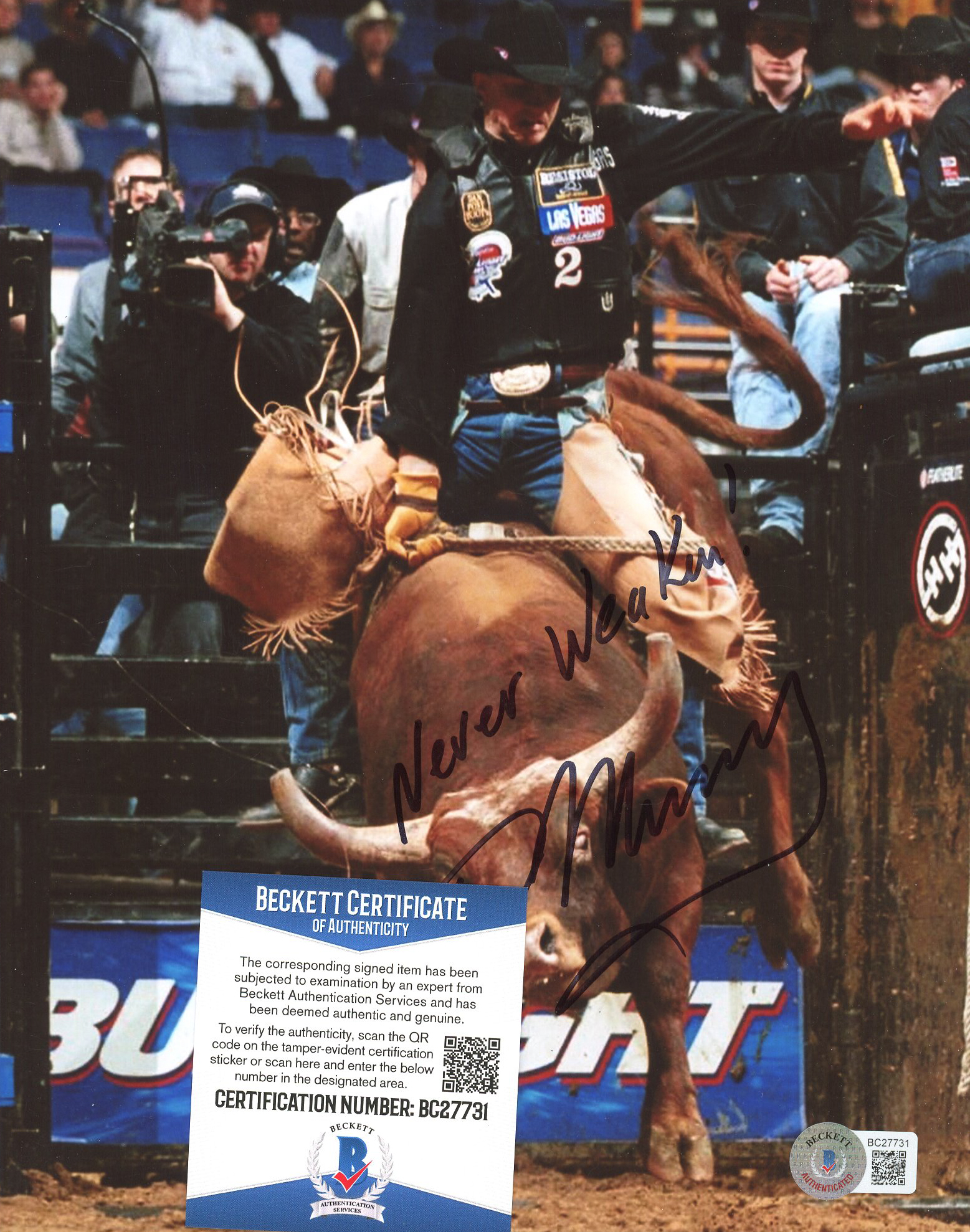 Ty Murray Signed 8x10 Photo Inscribed "Never Weakin!" (Beckett COA) at PristineAuction.com Ty Murray Signed 8x10 Photo Inscribed "Never Weakin!" (Beckett COA) at PristineAuction.com
