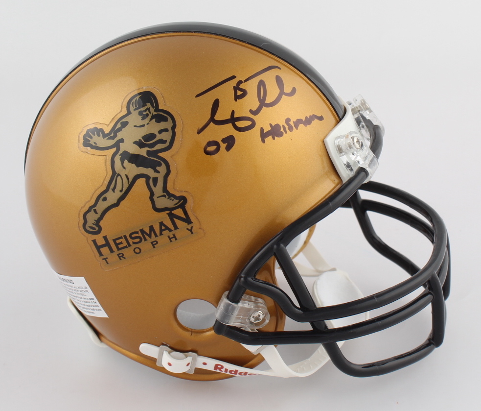 Tim Tebow Signed Heisman Trophy Logo Mini Helmet Inscribed "07 Heisman" (Tebow Hologram) at PristineAuction.com Tim Tebow Signed Heisman Trophy Logo Mini Helmet Inscribed "07 Heisman" (Tebow Hologram) at PristineAuction.com