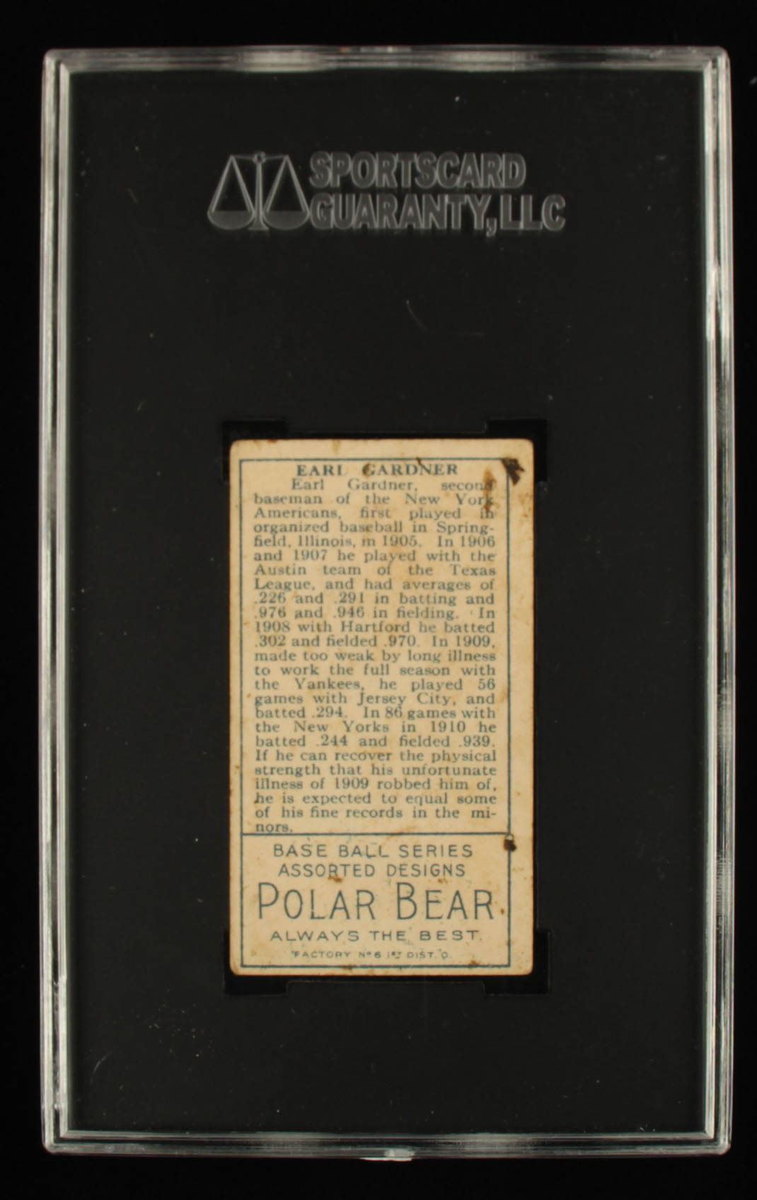 Earl Gardner 1911 T205 Gold Border #73 (SGC 1.5) at PristineAuction.com Earl Gardner 1911 T205 Gold Border #73 (SGC 1.5) at PristineAuction.com